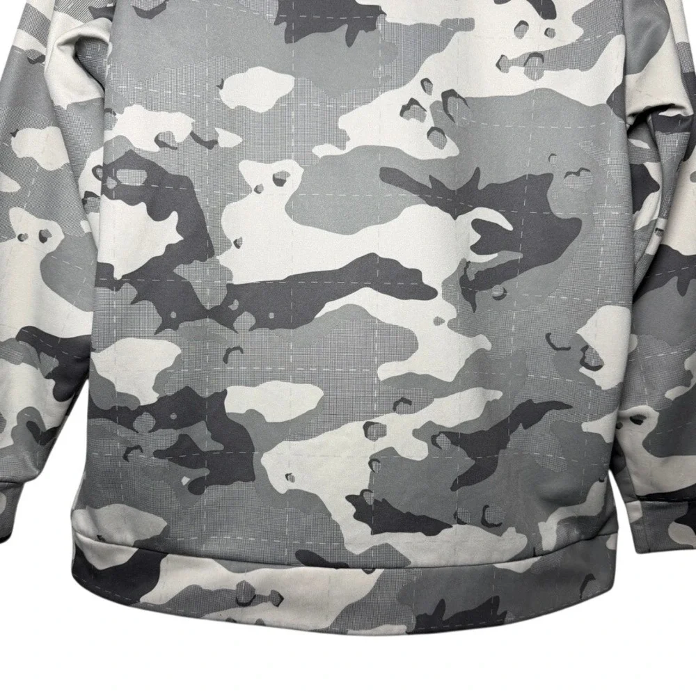 Nike Therma-FIT AOP Camo Hoodie Mens Large Gray White Fleece Pullover DQ4842-073